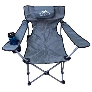 Imagem de Cadeira de Camping Retratil Dobravel Apoio Braço Porta Copo Praia Verao Piquenique Lazer Descanso Viagem Portatil Resistente