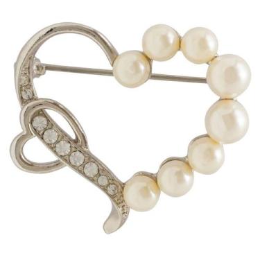 Imagem de Broche Strass e Pérola Coração BRG8895 - Akasaki