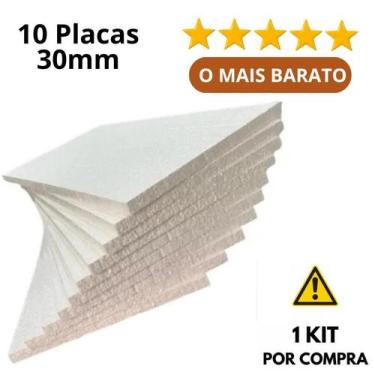 Imagem de 10 Placas Isopor Antichamas Espessura 30mm ( 3cm ) Tamanho 100x50x3cm 