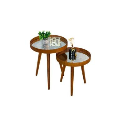Imagem de Mesa de Centro Espelhada Decorativa Redonda Pé Palito Sala - Madecor I