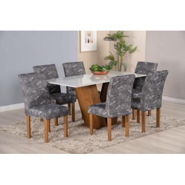 Imagem de Capa Pra Cadeira Jantar Para Mesa 6 Lugares Estampado Malha Gel - Flor