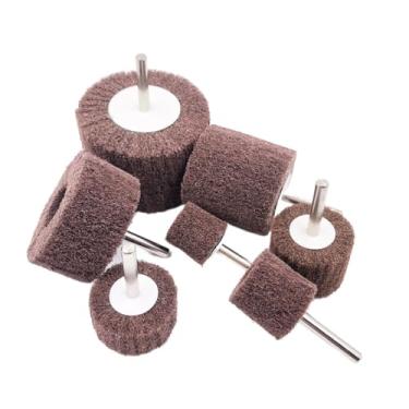 Imagem de Roda de polimento abrasiva não tecida de haste de 6 mm (1/4'') - Roda de polimento de alto desempenho para metal, madeira, plástico - Furadeira elétrica - 1 peça, vermelha (grão 180), 60x30x6 mm