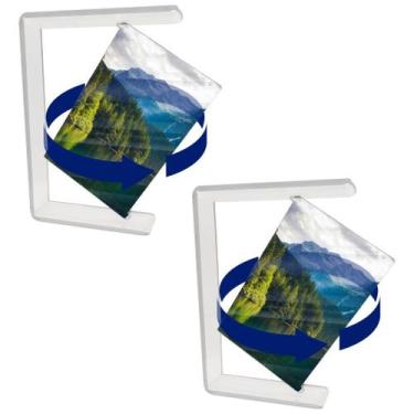 Imagem de Kit 2 Porta Retrato Giratório A6 Display Foto Fotografia Suporte Fotog