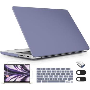 Imagem de Lepeoac Capa rígida para MacBook Pro de 16 polegadas 2021 2022 2023 2024 versão A3186 A3403 M4 A2991 M3 A2780 M2 A2485 M1 Pro/Max, capa rígida com protetor de tela e capa de teclado, cinza lavanda