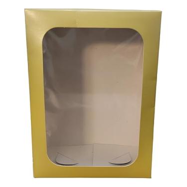 Imagem de 20 Caixas de Papel Cartão ou Kraft Com Visor 22x16x8cm Para Presentes, Cosméticos ou Artesanatos (Ouro)