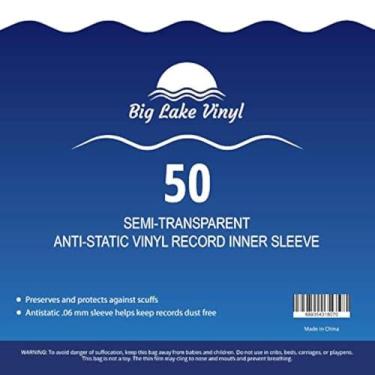 Imagem de Mangas internas com 50 discos de vinil - 30,5 cm de plástico com fundo arredondado semitransparente antiestático | Protege e preserva LPs