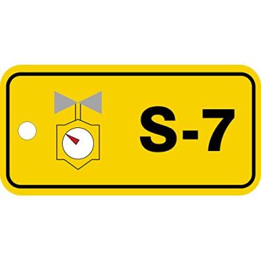 Imagem de Accuform TDJ307VPE Etiqueta padrão de fonte de energia de plástico "S-7 Steam", 3,5 cm L x 7,6 cm C, preto/cinza/vermelho/branco em amarelo