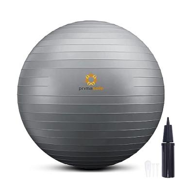 Imagem de Primasole Bola de ioga e exercício para equilíbrio de estabilidade fitness treino pilates em casa escritório e academia com bomba infladora. (65 cm cinza prata) PSS91NH063A
