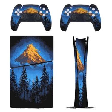 Imagem de Skin for PS5 Slim Digital Edition, capa adesiva para console e controle PlayStation 5, película protetora removível fácil de envolver acessórios para jogos, decalque capa completa - Montanhas e