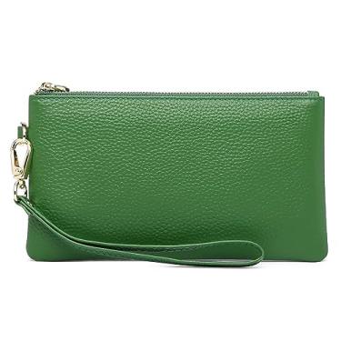 Imagem de Tapp Collections Bolsa feminina clutch de couro fina com bloqueio RFID, Verde, 0.59" x 7.87" x 4.33"
