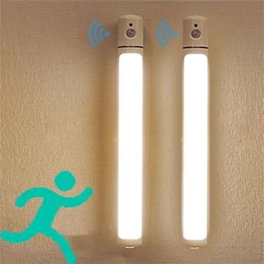 Imagem de Luminária de parede recarregável com sensor de movimento, luz LED, armários, USB, bateria, lâmpada de parede com adesivo magnético, armário, guarda-roupa, quarto, cozinha, iluminação (pacote