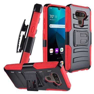 Imagem de CELZEN - Para LG Harmony 4, Xpression Plus 3, LG Premier Pro Plus - Capa de celular com clipe de cinto - CV1 Vermelho