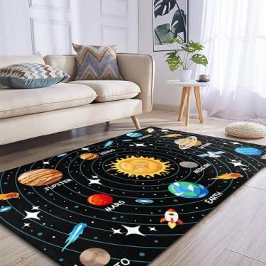 Imagem de Tapete infantil para o espaço sideral, tapete de sistema solar, 9,5 x 1,5 m, tapete divertido para jogos, meninos, meninas, crianças, quarto, espaço para sala de estar, berçário, sala de aula