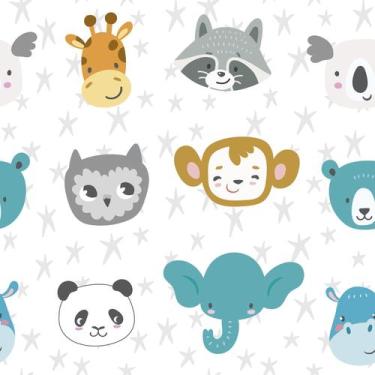 Imagem de Papel De Parede Adesivo Safari Animais Bicho Quarto Bebê 12m - Bazar d