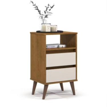 Imagem de Mesa De Cabeceira Criado Lateral Para Quarto Retro Roma 2 Gavetas 1 Ni