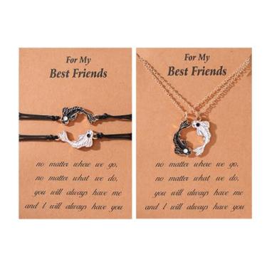 Imagem de Colar Yin Yang para mulheres e homens combinando preto e branco Tai Chi para casais Peixes Amizade BFF Conjunto de joias, 3cm, Zinco, Sem Pedra Preciosa