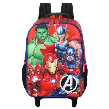 Imagem de Mochila De Rodinhas Dos Vingadores Avengers Escolar Vermelho - Luxcel