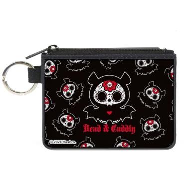 Imagem de Buckle-Down Skelanimals Carteira, Zip Clutch, Skelanimals Diego the Bat Dead N Cuddly Pose Preto Branco Vermelho Lona, Preto, X-SMALL, Casual