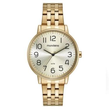 Imagem de Kit Relógio Mondaine Dourado Feminino + Colar Semi joia