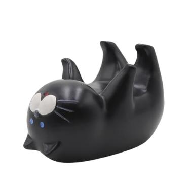 Imagem de MOSSTYUS Suporte de telefone para mesa, resina, animal, smartphone, compatível com todos os celulares, decoração de casa, gato preto nº 5