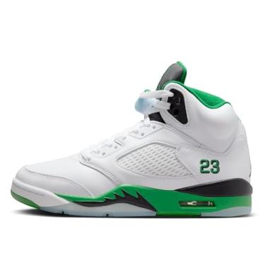 Imagem de Tênis feminino retrô Air Jordan 5, Branco/preto/azul gelo/verde-sorte, 37