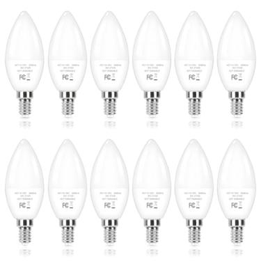 Imagem de Odnora Lâmpadas Led E12 Candelabro 60W Equivalente, 2700K 6W 450 Lumens Lâmpadas De Lustre, Lâmpadas De Ventilador De Teto Led Branco Luz Do Dia, Lâmpadas De Vela B11 Base Pequena, Não Regulável Pac