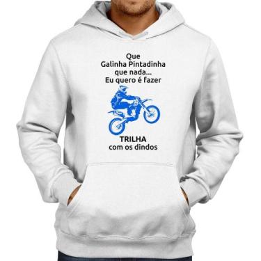 Imagem de Moletom Trilha com os dindos (moto azul) - Foca na Moda, Branco, G