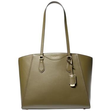 Imagem de Michael Kors Taryn Bolsa grande multifuncional com zíper superior, Ferragens douradas/verde safári, One Size