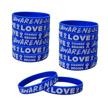 Imagem de TSYMINQC Pulseiras de silicone com fita azul escura, 50 peças, cólon, próstata, câncer de próstata, pulseiras de borracha, One Size, Borracha, Sem Pedra Preciosa