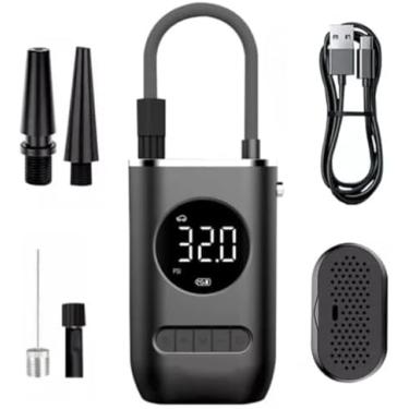 Imagem de Bomba Portátil de Encher Pneu Carro Bike Moto Bola Mini Compressor Ar Calibrador Digital
