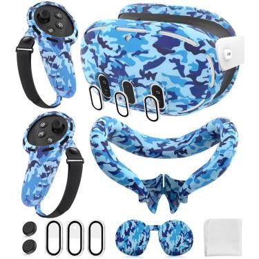 Imagem de Conjunto de capa protetora de silicone para Oculus/Meta Quest 3 - azul