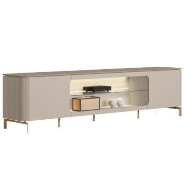 Imagem de Rack Para Sala de Estar TV 85 Pol Com LED Elysia L05 Off White Fosco -