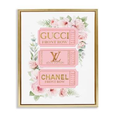 Imagem de Stupell Industries Chic Floral Glam Tickets Gold Floater Framed Canvas Wall Art Design por Amanda Greenwood, 17 x 21