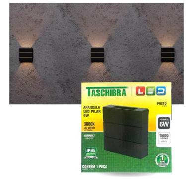 Imagem de Arandela Led Externa De Parede Pilar 6w Preto Moderno Muro IP65 Taschi