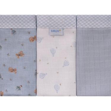 Imagem de Fralda de Pano para Bebê 03 Unidades Baby Joy Fábula, Urso Azul