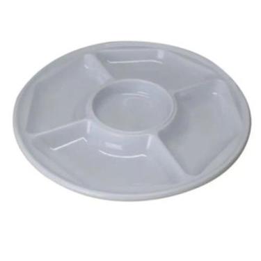 Imagem de Petisqueira 5 Divisórias Melamina Branca Plástico P/ Servir - coisaria