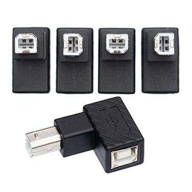 Imagem de NFHK 4 peças USB 2.0 B tipo macho para fêmea adaptador de extensão horizontal vertical angular 90 graus para scanner de disco