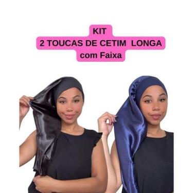 Imagem de Anny Beleza - 2 Toucas de Cetim Longa com Faixa Toca de Cetim para Tra