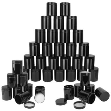 Imagem de IHDYPPEW Pacote com 48 frascos de plástico de 227 g com tampas pretas, frascos de plástico vazios, frascos de plástico cosméticos com tampas para creme, manteigas corporais, hidratantes, doces, contas