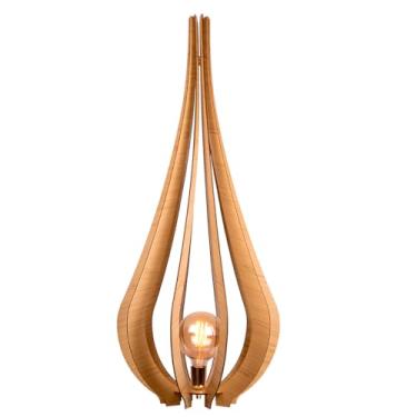 Imagem de Abajur Luminária Chão Vazado Pequena Gota Madeira MDF Rustico (marfim)