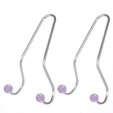 Imagem de MINGZAIQIPEI Decorações de gancho de encosto de cabeça de carro, 2 peças de gancho brilhante, ganchos inoxidáveis cabides de carro e suporte de banco traseiro durável, armazenamento universal (roxo)