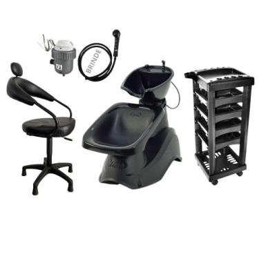 Imagem de Kit lavatório Grande +Cadeira Salão +Carrinho Cabelo - HENVIFER