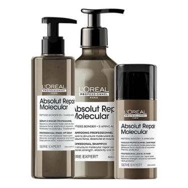 Imagem de Kit Loréal Absolut Molecular Shampoo 500ml + Sérum + Leave-in