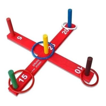 Imagem de Jogo De Argolas Brincadeira Festa Junina 5 Pinos + 4 Argolas