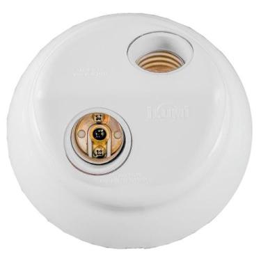 Imagem de Plafon Duplo Redondo Sobrepor Decorativo Para 2 Lâmpadas Led Soquete P