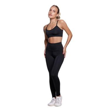 Imagem de Conjunto Top Alça Fina e Calça Suplex Bella Fiore Roupa Para Academia 