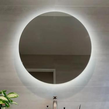 Imagem de Espelho Banheiro Decorativo Led Redondo Iluminado Sala Quarto 60CM (Frio)