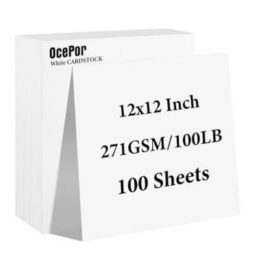 Imagem de 100 folhas cartolina branca 30,5 x 30,5 cm, cartolina 45 kg/271 g/m², papel grosso para certificado, papel de impressão pesado para currículo, impressora, álbuns, arte, artesanato, cartões de visita