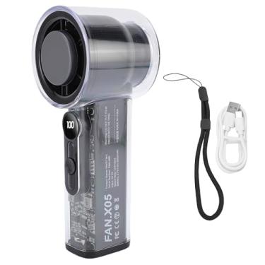 Imagem de Fã de Turbo Portátil, Poderoso Ventilador Pessoal Turbo de Alta Velocidade Com Exibição Digital, fã de Refrigeração Pessoal Silenciosa Com Ajuste de Ritmo para Viagens de (Preto)