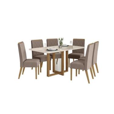 Imagem de Mesa Jantar Natali 160 6 Cadeiras Nina Amendoa - Henn